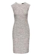 Banana Republic Womens Petite Boucl Cap-sleeve Sheath Dress Grey Combo Size 12