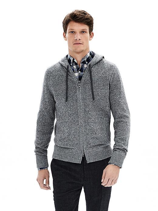 Banana Republic Mens Plaited Zip Sweater Hoodie Size L Tall - Moonless Night