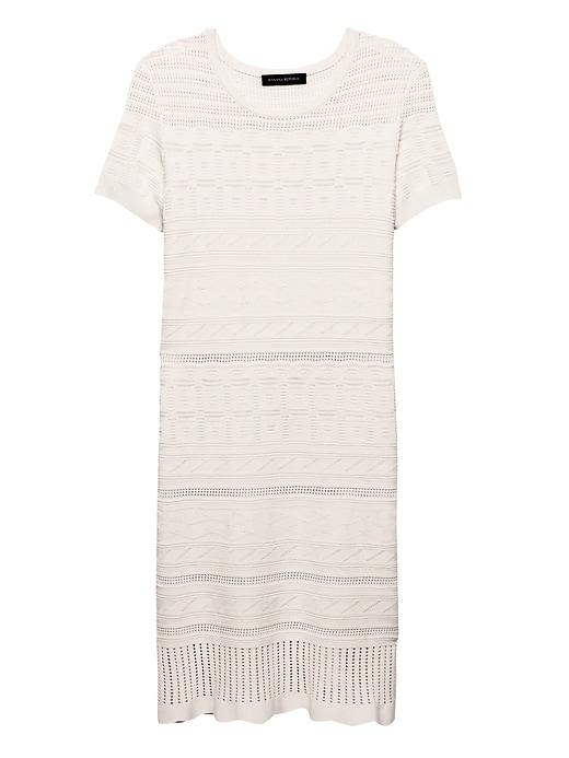 Banana Republic Womens Mixed-stitch Knit Dress White Size Xl