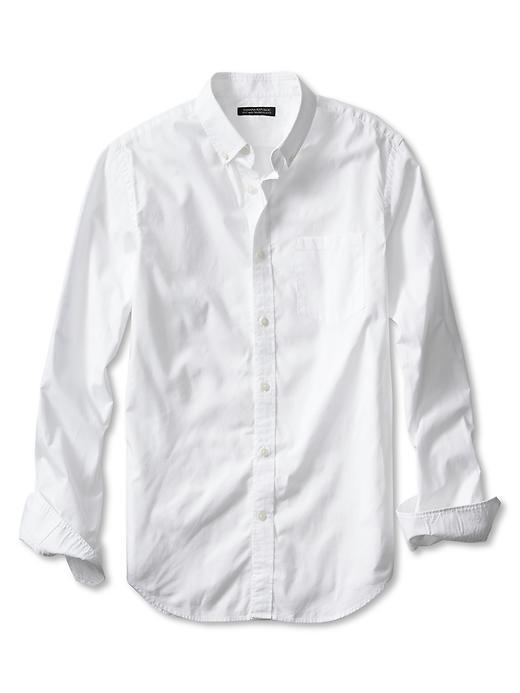 Banana Republic Mens Tailored Slim Fit Custom 078 Wash White Shirt Size L Tall - White