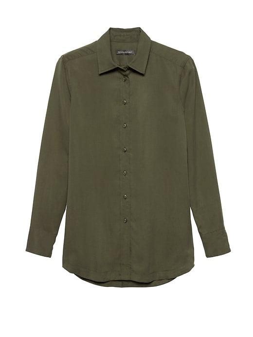 Banana Republic Womens Parker Tunic-fit Tencel Shirt Mistletoe Size Xs