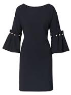 Banana Republic Womens Bell-sleeve Shift Dress With Pearl Accents Navy Size 4