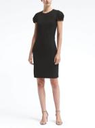 Banana Republic Womens Pleated Sleeve Bi Stretch Sheath Dress - Black