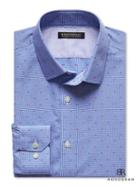 Banana Republic Mens Grant Fit Non Iron Blue Micro Gingham Shirt Size L Tall - Damselfish Blue