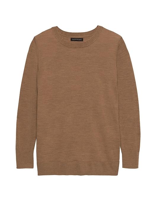 Banana Republic Womens Petite Machine-washable Merino Wool Crew Sweater Classic Camel Size Xs