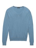 Banana Republic Mens Silk Cotton Cashmere V-neck Sweater Salten Blue Size M