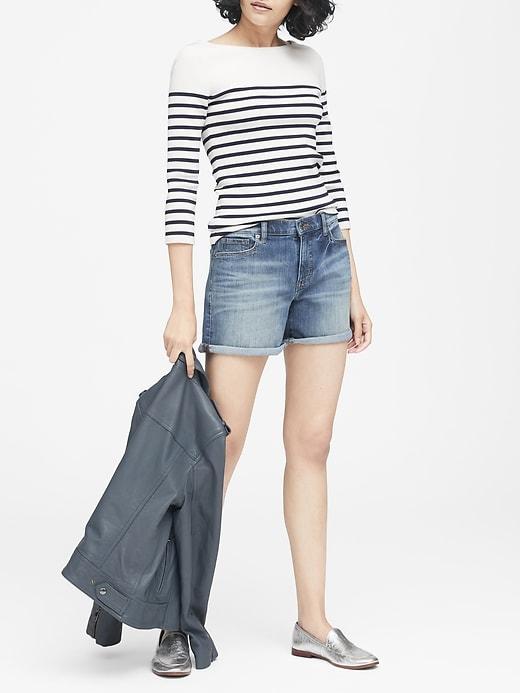 Banana Republic Womens Roll-up Light Wash 6 Denim Short Light Blue Size 24
