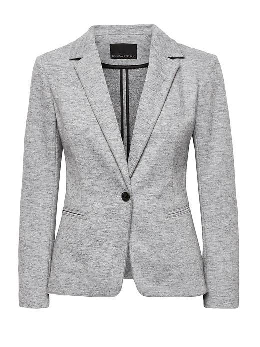 Banana Republic Womens Unstructured Wool-blend Knit Blazer Light Gray Size 6