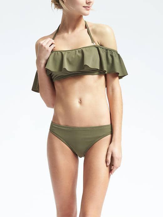 Banana Republic Womens Off Shoulder Bikini Top - Olive