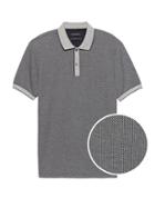 Banana Republic Mens Slim Luxury-touch Jacquard Tipped Polo Shirt Navy Size L