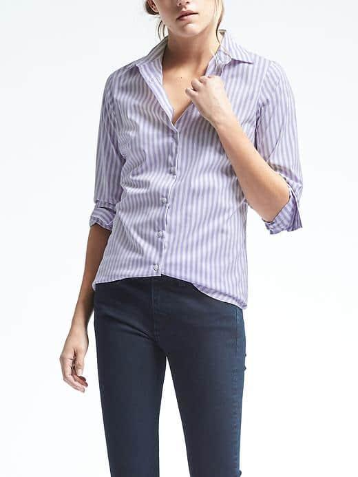 Banana Republic Womens Riley Fit Stretch Shirt - Classic Lavender