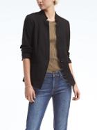 Banana Republic Womens Long And Lean Fit Inverted Collar Ponte Blazer - Black
