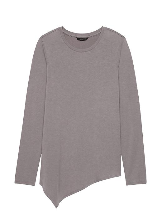 Banana Republic Womens Soft Sustainable Modal Asymmetrical Hem Top Dark Charcoal Size M
