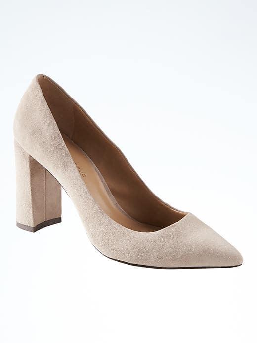 Banana Republic Madison 12 Hour Block Heel Pump - Greige Suede