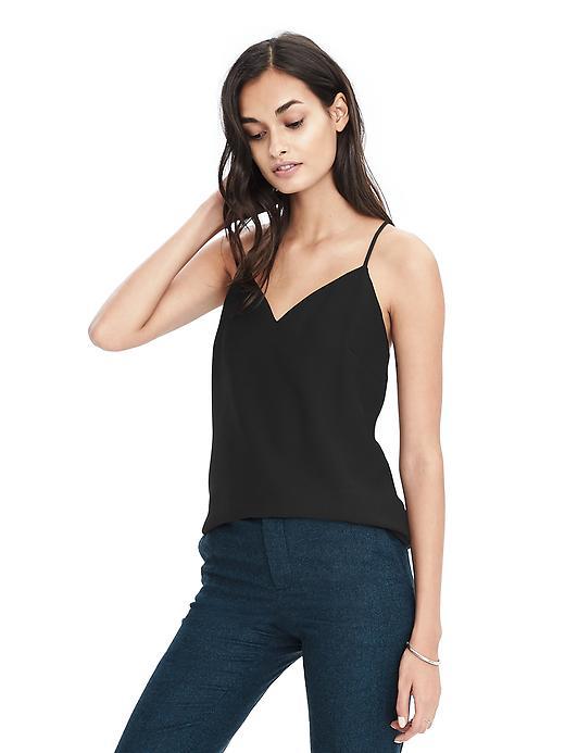 Banana Republic Womens Satin Vee Neck Cami - Black