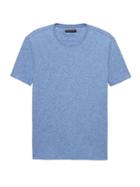 Banana Republic Mens Linen-cotton Crew-neck T-shirt Light Blue Size L