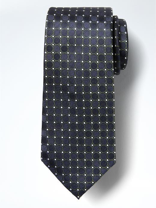 Banana Republic Circle Foulard Silk Nanotex Tie - Navy Dot