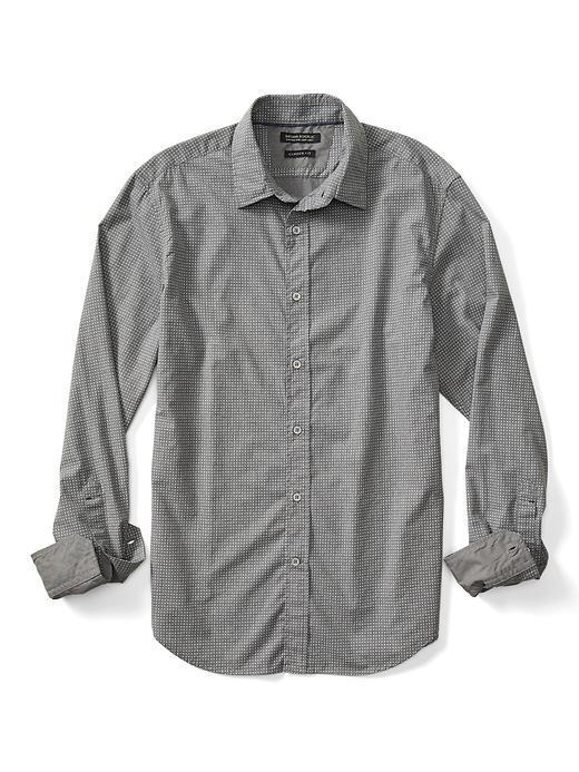 Banana Republic Mens Camden Fit Dot Custom 078 Wash Shirt - Gray Texture