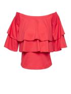 Banana Republic Womens Supima Cotton Off-the-shoulder Top Coral Glory Size Xl