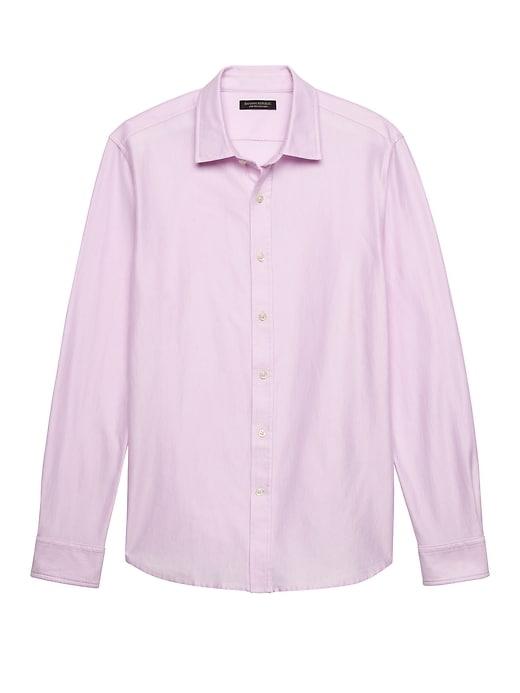 Banana Republic Mens Grant Slim-fit Stripe Performance Knit Shirt Iris Size Xxl