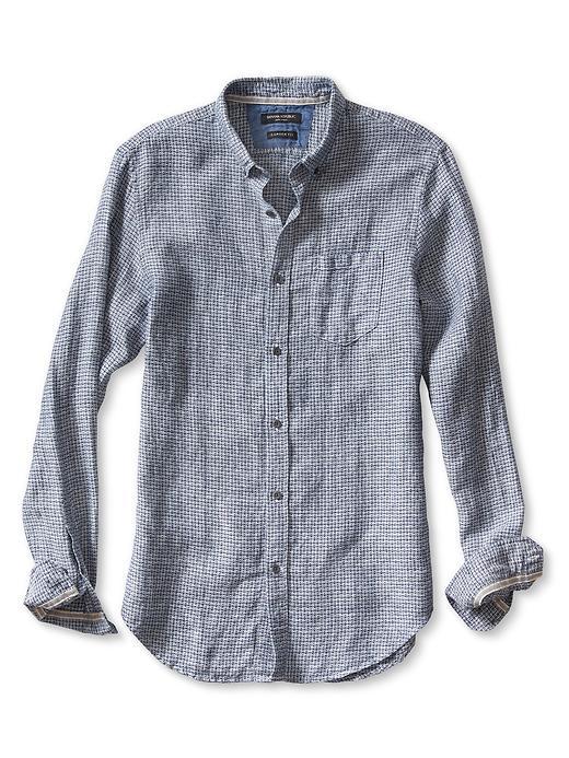Banana Republic Mens Camden Fit Shirt Size L Tall - Navy Star