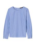 Banana Republic Womens Petite Pearl-cuff Top Light Blue Size Xxs