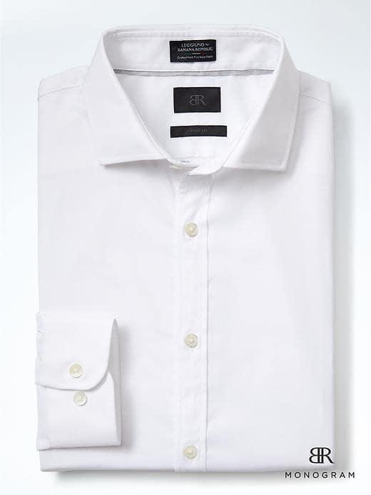 Banana Republic Monogram Grant Fit Square Weave Shirt - White