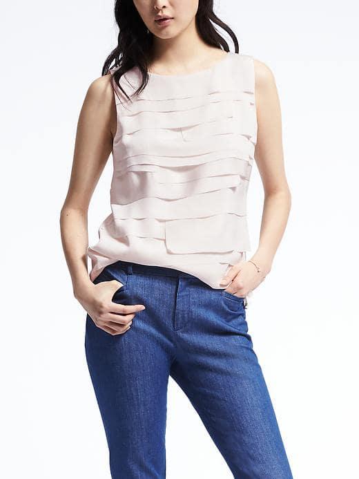 Banana Republic Womens Laser Cut Layer Tank - Snow Day