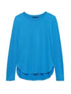 Banana Republic Womens Luxespun Curved Hem T-shirt Cobalt Blue Size Xxs