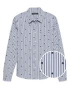 Banana Republic Womens Quinn Fit Elephant Print Shirt Blue Crystal Size L