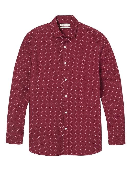 Banana Republic Mens Heritage Grant Slim Fit Dot Shirt - Light Rhine Red