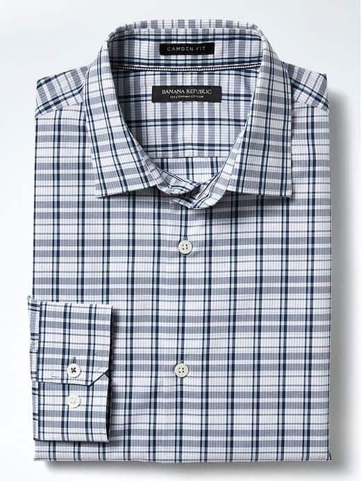 Banana Republic Mens Camden Fit Supima Cotton Check Shirt - Navy Peony