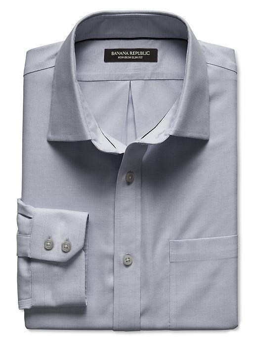 Banana Republic Mens Slim Fit Non Iron Textured Solid Shirt Size S - Tarpoon