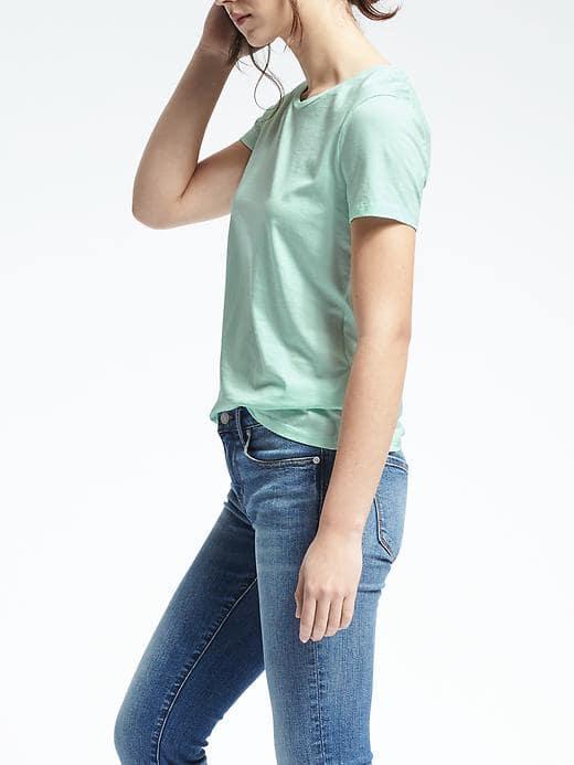 Banana Republic Womens Short Sleeve Supima Crew Tee - Frosted Aqua