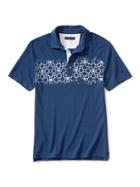 Banana Republic Mens Slim Fit Print Stripe Pique Polo Size L Tall - Prussian Blue