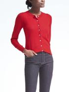 Banana Republic Womens Merino Pointelle Cardigan - Modern Red