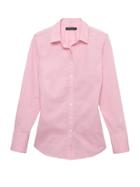 Banana Republic Womens Petite Riley Tailored-fit Super-stretch Shirt Pink Size 4