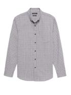 Banana Republic Mens Grant Slim-fit Luxe Flannel Grid Shirt Light Gray Size M