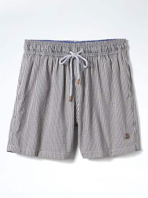 Banana Republic Mens Retro Marine Seersucker Swim Short - Black