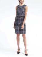 Banana Republic Womens Plaid Tiered Sheath Dress - Charcoal Windowpane