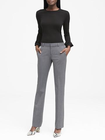 Banana Republic Womens Petite Logan Trouser-fit Heathered Pant Dark Gray Size 10