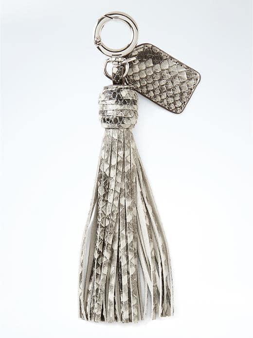 Banana Republic Snake Effect Leather Bag Tassel - Gray Snake