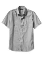 Banana Republic Slim Fit Non Iron Short Sleeve Shirt - Slate Grey