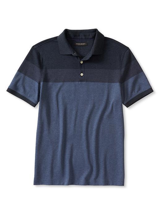 Banana Republic Mens Heathered Colorblock Polo Size L Tall - Navy Heather