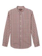 Banana Republic Mens Camden Standard Fit Cotton Stretch Gingham Oxford Shirt - Orange Lava