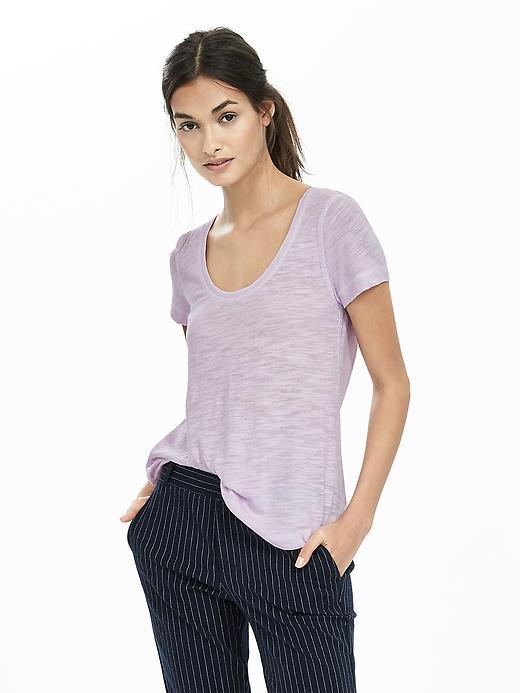 Banana Republic Womens Slub Scoop Tee Size L - Lilac Blush