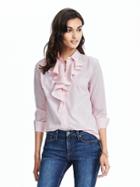 Banana Republic Womens Riley Fit Pink Stripe Ruffle Blouse Size 4 - Dusty Pink