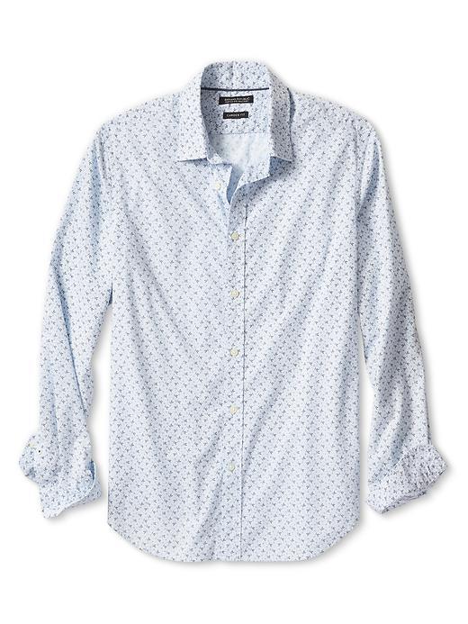 Banana Republic Mens Camden Fit Mini Floral Custom 078 Wash Shirt Size L Tall - Ice