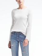 Banana Republic Womens Fluted Pleat Sleeve Sweater Top - White