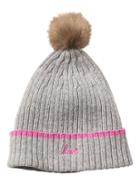 Banana Republic Womens Embroidered Love Pom-pom Beanie Heather Gray & Hot Pink Size One Size